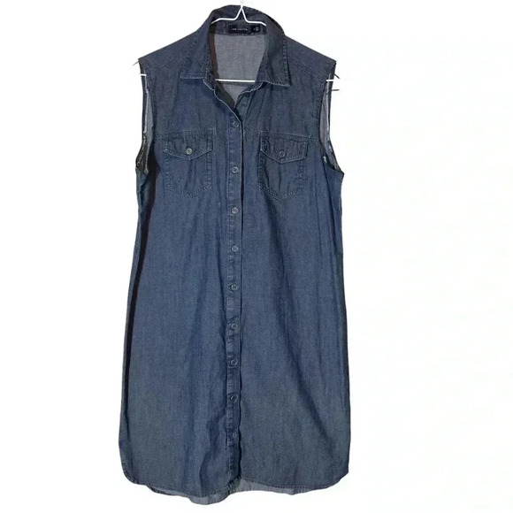 The Limited Sleeveless Shirt Button Down Shirt Dress Denim Blue Size Small - Picture 1 of 5